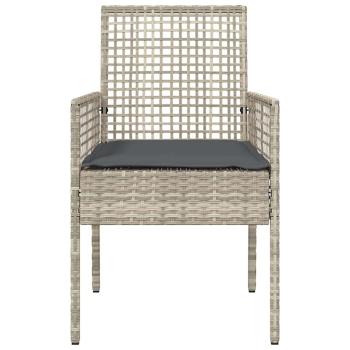 Gartenstühle 2 Stück mit Kissen Hellgrau Poly Rattan