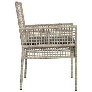 Gartenstühle 2 Stück mit Kissen Hellgrau Poly Rattan