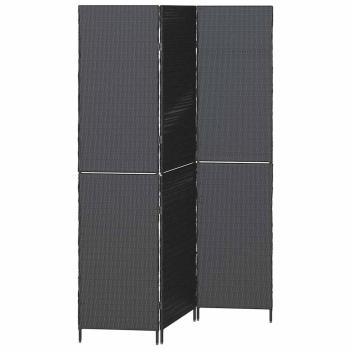 Raumteiler 3-Panel Faltbar Schwarz 146x180 cm Poly Rattan