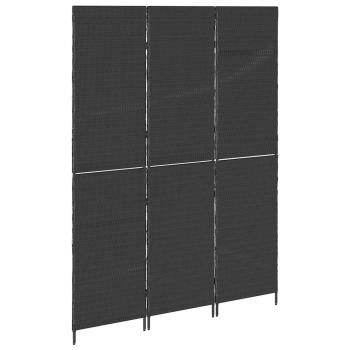 Raumteiler 3-Panel Faltbar Schwarz 146x180 cm Poly Rattan