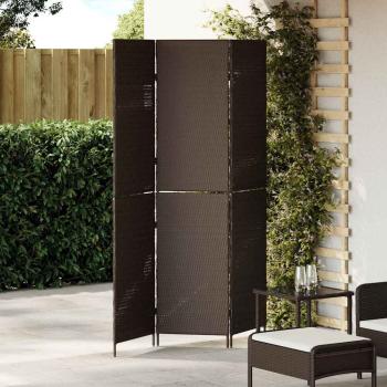 ARDEBO.de - Raumteiler 3 Paneele Faltbar Braun 146x180 cm Poly Rattan