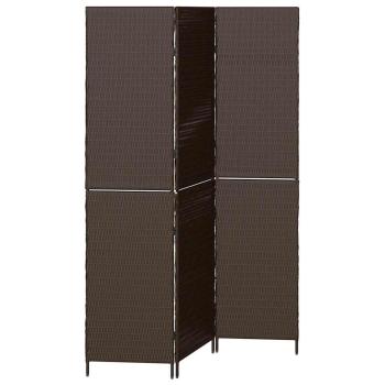 Raumteiler 3 Paneele Faltbar Braun 146x180 cm Poly Rattan
