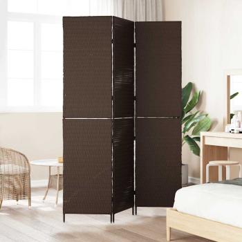 Raumteiler 3 Paneele Faltbar Braun 146x180 cm Poly Rattan