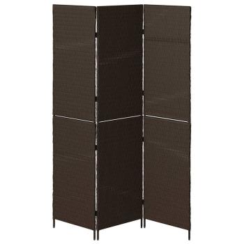 Raumteiler 3 Paneele Faltbar Braun 146x180 cm Poly Rattan