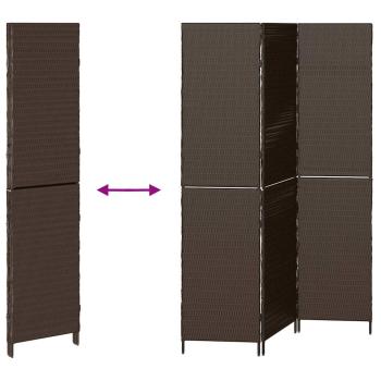 Raumteiler 3 Paneele Faltbar Braun 146x180 cm Poly Rattan