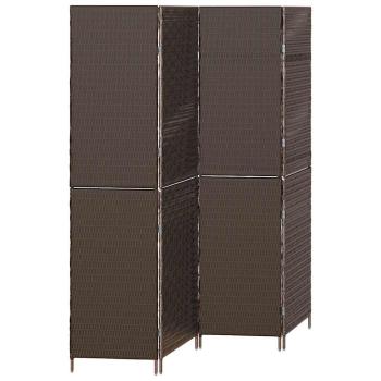 Raumteiler 4 Paneele Faltbar Braun 195x180 cm Poly Rattan