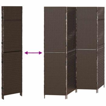 Raumteiler 4 Paneele Faltbar Braun 195x180 cm Poly Rattan