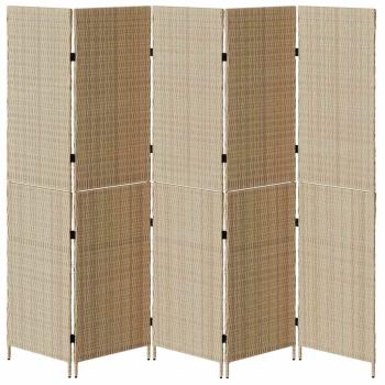 Raumteiler Beige Holz Groß Faltbar Raumteiler Rechteckig