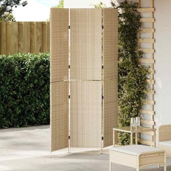 ARDEBO.de - Raumteiler 3 Paneele Faltbar Beige 146x200 cm Poly Rattan