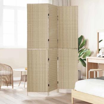 Raumteiler 3 Paneele Faltbar Beige 146x200 cm Poly Rattan