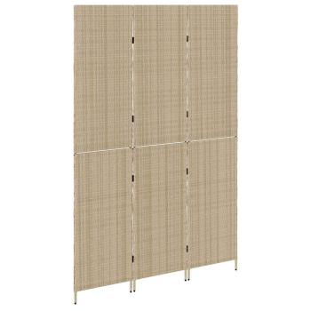 Raumteiler 3 Paneele Faltbar Beige 146x200 cm Poly Rattan