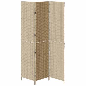 Raumteiler 3 Paneele Faltbar Beige 146x200 cm Poly Rattan