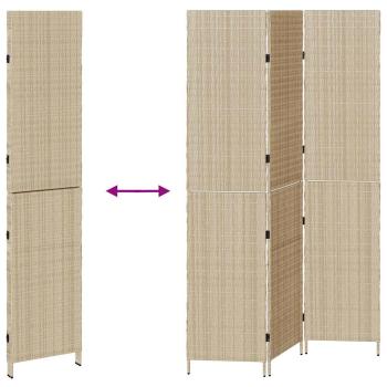 Raumteiler 3 Paneele Faltbar Beige 146x200 cm Poly Rattan