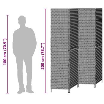 Raumteiler Beige Holz, Stoff 4 Panels, 200 cm Höhe Faltbar