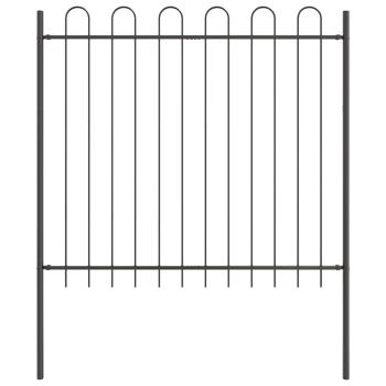 Gartenzaun mit Bogenoberteil Grau 1,7x1,5 m Stahl