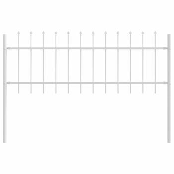 Gartenzaun mit Speartopf Weiß 1,7x0,6 m aus Stahl