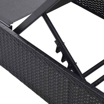 Sonnenliege Schwarz 60x200x27 cm Poly Rattan