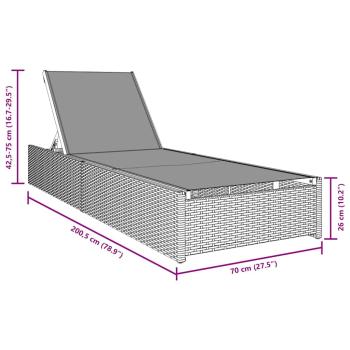 Sonnenliege Grau 60x200x27 cm Poly Rattan