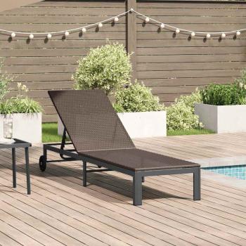 ARDEBO.de - Sonnenliege mit Rädern Braun Poly Rattan