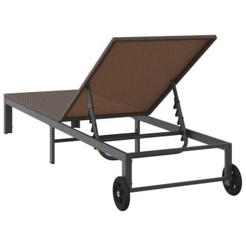 Sonnenliege mit Rädern Braun Poly Rattan