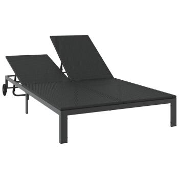 Sonnenliege Poly-Rattan Schwarz