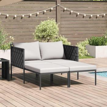 ARDEBO.de - Sonnenliege mit Kissen für 2 Personen Anthrazit 115x153x69,5 cm Stahl