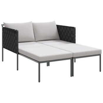 Sonnenliege mit Kissen für 2 Personen Anthrazit 115x153x69,5 cm Stahl