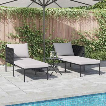 Sonnenliege mit Kissen für 2 Personen Anthrazit 115x153x69,5 cm Stahl