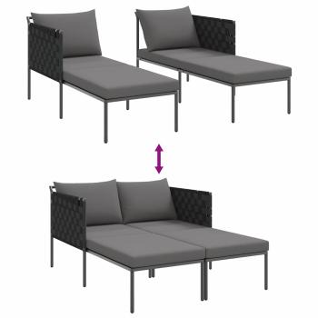 Sonnenliege mit Kissen für 2 Personen Anthrazit 115x153x69,5 cm Stahl