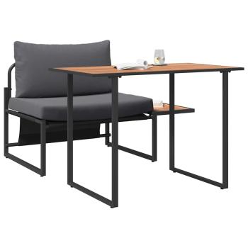 2-teiliges Garten-Esszimmer-Set mit Einzelsitz und anthrazitfarbenen Kissen