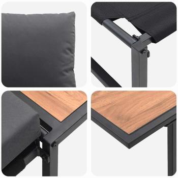 2-teiliges Garten-Esszimmer-Set mit Einzelsitz und anthrazitfarbenen Kissen