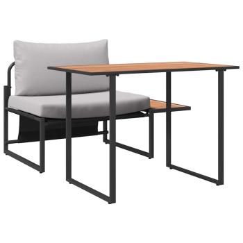 2-teilige Garten-Essgruppe mit einem einzelnen Platz und hellgrauen Kissen