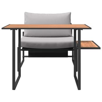 2-teilige Garten-Essgruppe mit einem einzelnen Platz und hellgrauen Kissen