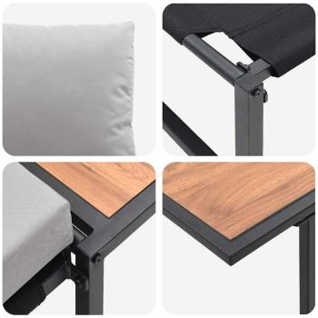 2-teilige Garten-Essgruppe mit einem einzelnen Platz und hellgrauen Kissen