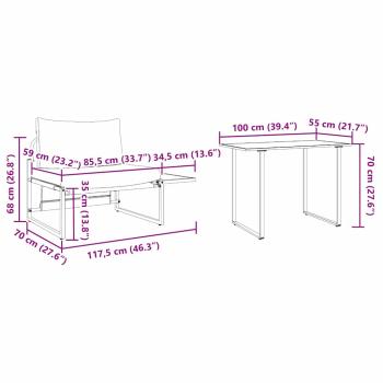 2-teiliges Garten-Esszimmer-Set Einzelstuhl mit taupefarbenen Kissen