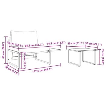 2-teiliges Garten-Sofa-Set mit einem Einzel-Sessel und anthrazitfarbenen Kissen