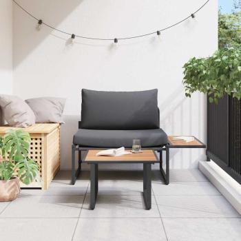 2-teiliges Garten-Sofa-Set mit einem Einzel-Sessel und anthrazitfarbenen Kissen