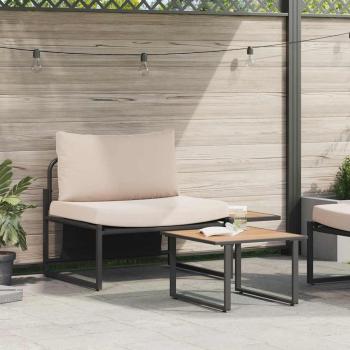 ARDEBO.de - 2-teiliges Gartensofa-Set mit Einzelsitz und taupefarbigen Kissen
