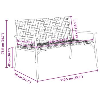 Gartenbank Schwarz 113x79x75 cm Poly Rattan