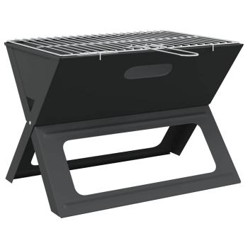 Faltbarer Holzkohle-Grill Schwarz 46x30x31 cm aus Stahl