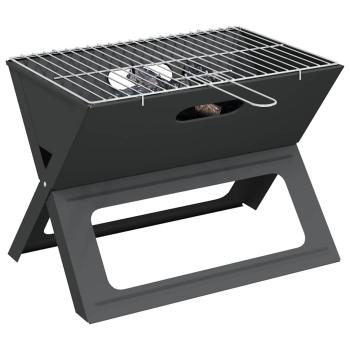 Faltbarer Holzkohle-Grill Schwarz 46x30x31 cm aus Stahl