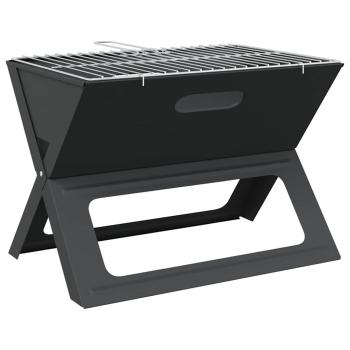 Faltbarer Holzkohle-Grill Schwarz 46x30x31 cm aus Stahl
