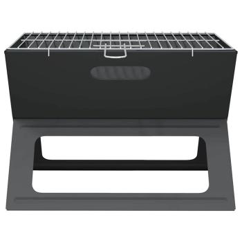 Faltbarer Holzkohle-Grill Schwarz 46x30x31 cm aus Stahl
