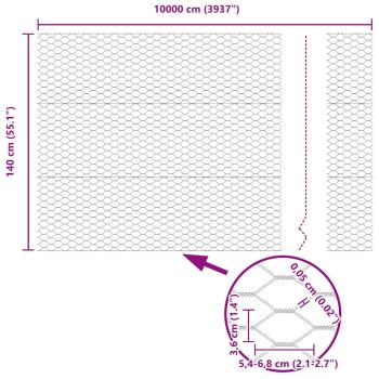 Sechseckzaun Verzinkter Stahl 10000 x 0.05 x 140 cm Langlebig