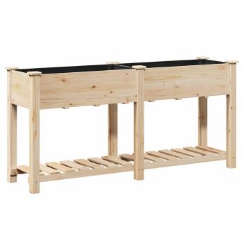 Gartenpflanzer mit Regal 161x43x76 cm aus massivem Kiefernholz