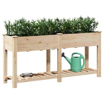 Gartenpflanzer mit Regal 161x43x76 cm aus massivem Kiefernholz