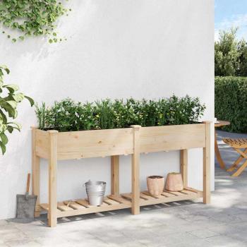 Gartenpflanzer mit Regal 161x43x76 cm aus massivem Kiefernholz