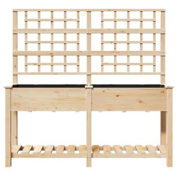 Gartenpflanzer mit Spalier und Regal 161x43x152 cm aus massivem Kiefernholz