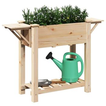 Gartenpflanzer mit Regalen 111x37x76 cm aus massivem Kiefernholz