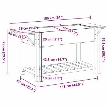 Gartenpflanzer mit Regalen 155x59x76 cm Aus massivem Kiefernholz